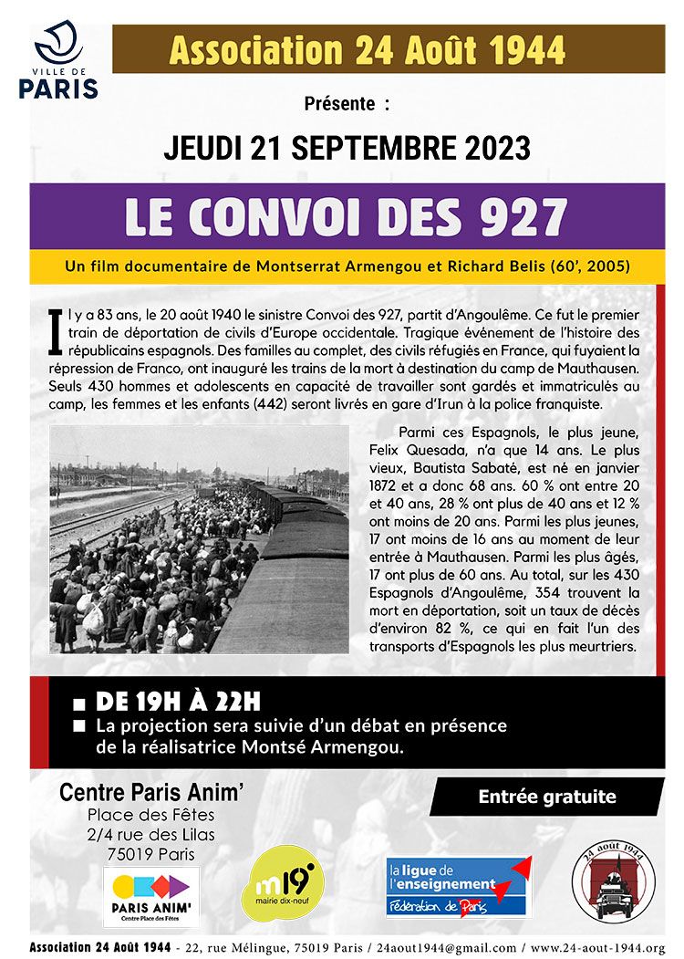 Projection Le convoi des 927