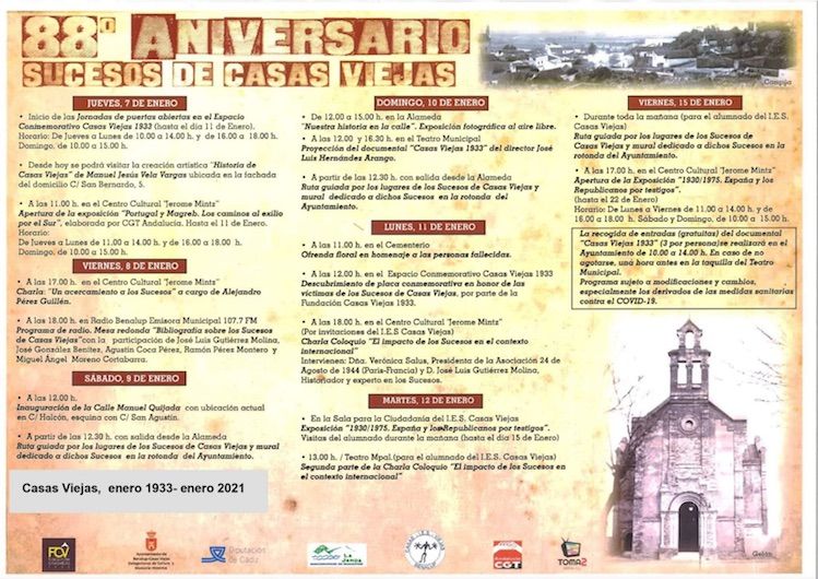 Programme du 88 anniversaire du massacre de Casas Viejas