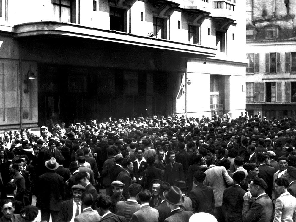 Années 50, meeting CNT espagnole à la Mutualité Paris