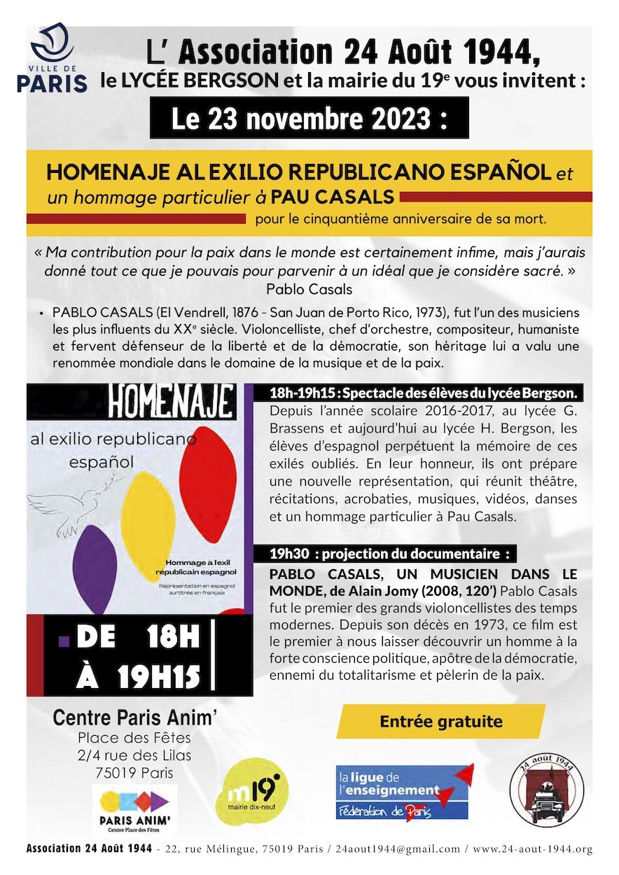 Hommage à l'exil républicain et à Pau Casals